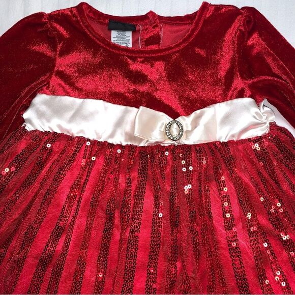 Christmas Holiday Red Velvet Party Fit Flare Dress 3T Faux Fur Trimmed Santa - Picture 3 of 9